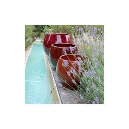 Pot rond large et profond sur plateforme - Bahia Chocolat & Cerise
