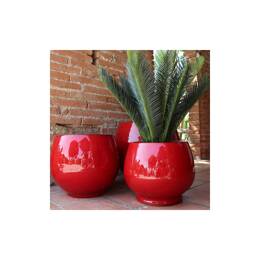 Pot rond large et profond sur pied - Bahia Rouge Coquelicot