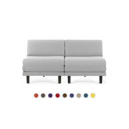 Canapé lit Français 2 Places ROLLER DUO 140 SMALL sans accoudoirs Tissu / GRIS CLAIR - Filo - Light grey - Likoolis