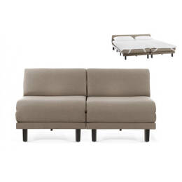 Canapé lit Français 2 Places ROLLER DUO 140 SMALL sans accoudoirs Tissu / MARRON CHINÉ - Filo - Taupe - Likoolis