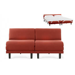 Canapé lit Français 2 Places ROLLER DUO 140 SMALL sans accoudoirs Tissu / ORANGE - Filo - Orange - Likoolis