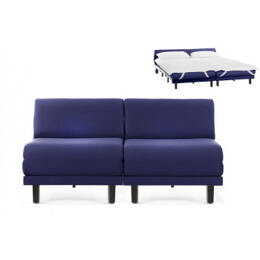 Canapé lit Français 2 Places ROLLER DUO 140 SMALL sans accoudoirs Tissu / BLEU MARINE - Filo - Blue - Likoolis
