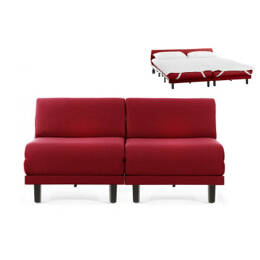 Canapé lit Français 2/3 Places ROLLER DUO 160 SMALL sans accoudoirs Tissu / ROUGE - FIlo - Red - Likoolis