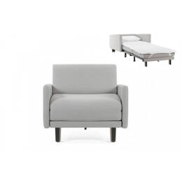 Fauteuil lit Français 1 Place ROLLER 80 LARGE accoudoirs amovibles Tissu / GRIS CLAIR - Filo - Light grey - Likoolis