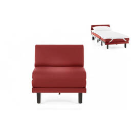 Fauteuil convertible Français 1 Place ROLLER 70 SMALL sans accoudoirs Cuir-artificiel / ROUGE - Combi - ROUGE - Likoolis