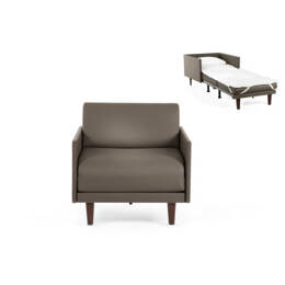 Fauteuil lit Français 1 place PACHA 70 MEDIUM accoudoirs amovibles CUIR - Gris 0819 - Likoolis