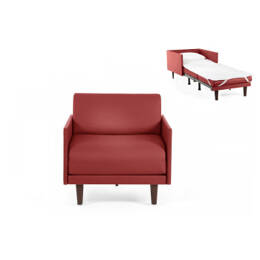 Fauteuil lit Français 1 Place PACHA 80 MEDIUM accoudoirs amovibles CUIR - Rouge 0841 - Likoolis