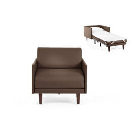 Fauteuil lit Français 1 Place PACHA 80 MEDIUM accoudoirs amovibles CUIR - Taupe marron 0813 - Likoolis