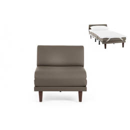 Fauteuil lit Français 1 Place PACHA 70 SMALL sans accoudoirs CUIR - Gris 0819 - Likoolis
