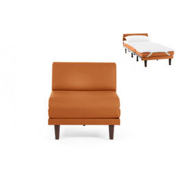 Fauteuil lit Français 1 Place PACHA 70 SMALL sans accoudoirs CUIR - Orange 0837 - Likoolis