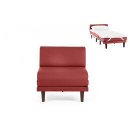 Fauteuil lit Français 1 Place PACHA 70 SMALL sans accoudoirs CUIR - Rouge 0841 - Likoolis