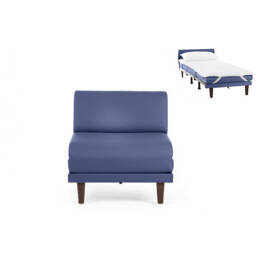 Fauteuil lit Français 1 Place PACHA 80 SMALL sans accoudoirs CUIR - Bleu 0857 - Likoolis