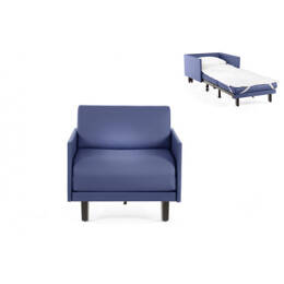 Fauteuil lit Français 1 Place ROLLER 80 MEDIUM accoudoirs amovibles CUIR - Bleu 0857 - Likoolis