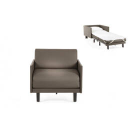 Fauteuil lit Français 1 Place ROLLER 80 MEDIUM accoudoirs amovibles CUIR - Gris 0819 - Likoolis