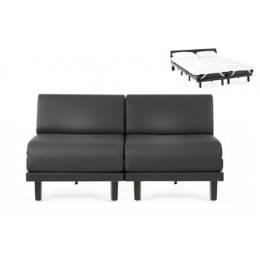 Canapé lit Français 2 Places ROLLER DUO 140 SMALL sans accoudoirs Cuir-artificiel / NOIR - COMBI - NOIR - Likoolis