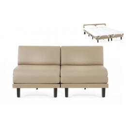 Canapé lit Français 2 Places ROLLER DUO 140 SMALL sans accoudoirs CUIR - Beige Mastic 0809   - Likoolis