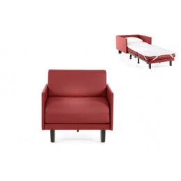 Fauteuil lit Français 1 Place ROLLER 70 MEDIUM accoudoirs amovibles CUIR - Rouge 0841 - Likoolis