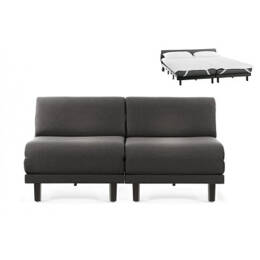 Canapé lit Français 2/3 Places ROLLER DUO 160 SMALL sans accoudoirs Tissu / GRIS FONCÉ - Filo - Dark grey - Likoolis