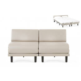 Canapé lit Français 2/3 Places ROLLER DUO 160 SMALL sans accoudoirs Cuir-artificiel / BLANC  - Combi - BLANC - Likoolis