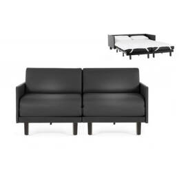Canapé lit Français 2Places ROLLER DUO 140 MEDIUM accoudoirs amovibles Cuir-artificiel / NOIR - COMBI - NOIR - Likoolis