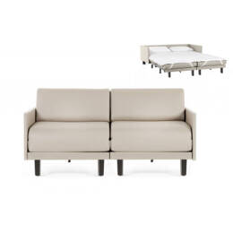 Canapé lit Français 2Places ROLLER DUO 140 MEDIUM accoudoirs amovibles CUIR - Blanc 010 - Likoolis