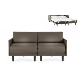 Canapé lit Français 2Places ROLLER DUO 140 MEDIUM accoudoirs amovibles Cuir-artificiel / GRIS CLAIR  - COMBI - PIERRE - Likoolis