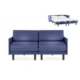 Canapé lit Français 2Places ROLLER DUO 160 MEDIUM accoudoirs amovibles CUIR - Bleu 0857 - Likoolis