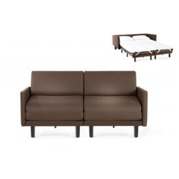 Canapé lit Français 2 Places ROLLER DUO 140 LARGE accoudoirs amovibles CUIR - Taupe marron 0813 - Likoolis