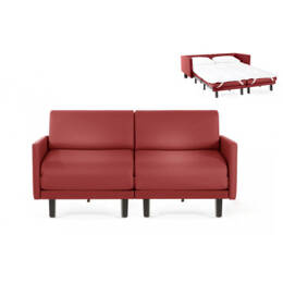 Canapé lit Français 2 Places ROLLER DUO 140 LARGE accoudoirs amovibles CUIR - Rouge 0841 - Likoolis