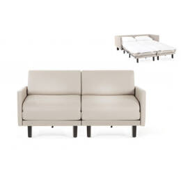 Canapé lit Français 2 Places ROLLER DUO 140 LARGE accoudoirs amovibles CUIR - Blanc 010 - Likoolis