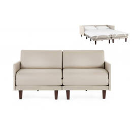 Canapé lit Français 2 places PACHA DUO 140 MEDIUM accoudoirs amovibles CUIR - Blanc 010 - Likoolis