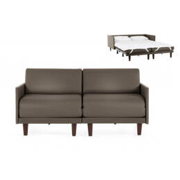 Canapé lit Français 2 places PACHA DUO 140 MEDIUM accoudoirs amovibles CUIR - Gris 0819 - Likoolis