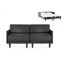 Canapé lit Français 2 places PACHA DUO 140 MEDIUM accoudoirs amovibles Cuir-artificiel / NOIR - COMBI - NOIR - Likoolis