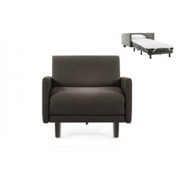 Fauteuil lit Français 1 Place ROLLER 70 LARGE accoudoirs amovibles Tissu / GRIS FONCÉ - Filo - Dark grey - Likoolis