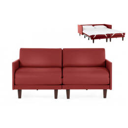 Canapé lit Français 2 places PACHA DUO 160 MEDIUM accoudoirs amovibles CUIR - Rouge 0841 - Likoolis