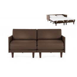 Canapé lit Français 2 places PACHA DUO 160 MEDIUM accoudoirs amovibles CUIR - Taupe marron 0813 - Likoolis