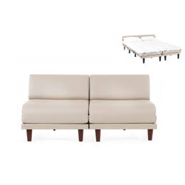 Canapé convertible Français 2places PACHA DUO 140 SMALL sans accoudoirs CUIR - Blanc 010 - Likoolis