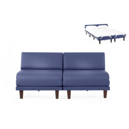 Canapé convertible Français 2places PACHA DUO 140 SMALL sans accoudoirs CUIR - Bleu 0857 - Likoolis