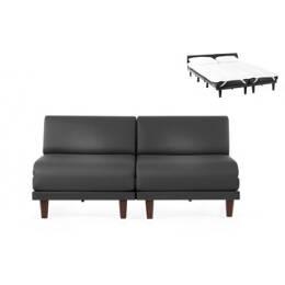 Canapé convertible Français 2places PACHA DUO 140 SMALL sans accoudoirs Cuir-artificiel / NOIR - COMBI - NOIR - Likoolis