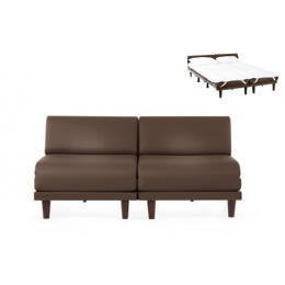Canapé convertible Français 2places PACHA DUO 160 SMALL sans accoudoirs CUIR - Taupe marron 0813 - Likoolis