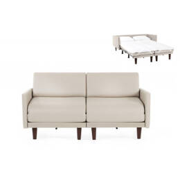 Canapé lit Français 2/3places PACHA DUO 140 LARGE accoudoirs amovibles Cuir-artificiel / BLANC  - Combi - BLANC - Likoolis