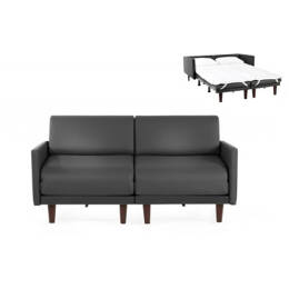 Canapé lit Français 2/3places PACHA DUO 140 LARGE accoudoirs amovibles Cuir-artificiel / NOIR - COMBI - NOIR - Likoolis