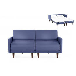 Canapé lit Français 2/3places PACHA DUO 140 LARGE accoudoirs amovibles CUIR - Bleu 0857 - Likoolis