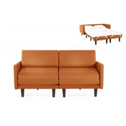 Canapé lit Français 2/3places PACHA DUO 140 LARGE accoudoirs amovibles CUIR - Orange 0837 - Likoolis