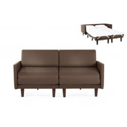 Canapé lit Français 2/3places PACHA DUO 140 LARGE accoudoirs amovibles CUIR - Taupe marron 0813 - Likoolis