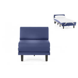 Fauteuil lit Français 1 Place ROLLER 80 SMALL sans accoudoirs CUIR - Bleu 0857 - Likoolis