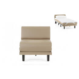 Fauteuil lit Français 1 Place ROLLER 80 SMALL sans accoudoirs CUIR - Beige Mastic 0809   - Likoolis
