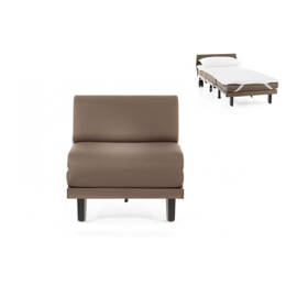 Fauteuil lit Français 1 Place ROLLER 80 SMALL sans accoudoirs CUIR - Taupe marron 0813 - Likoolis