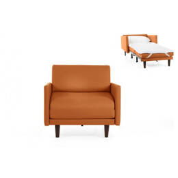 Fauteuil lit Français 1 Place PACHA 70 LARGE accoudoirs amovibles CUIR - Orange 0837 - Paddock