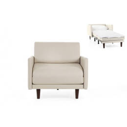 Fauteuil lit Français 1 Place PACHA 80 LARGE accoudoirs amovibles Cuir-artificiel / BLANC  - Combi - BLANC - Likoolis